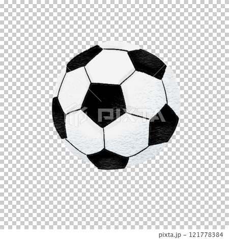 白い背景のサッカーボール 121778384