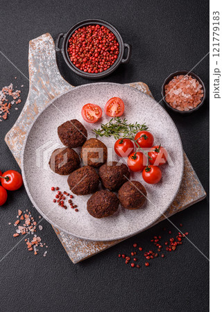 Falafel vegetarian and vegan dish made with chickpeas, spices and herbs 121779183