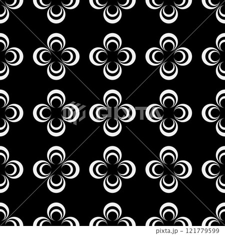 Seamless abstract pattern of circles on a black background. 121779599