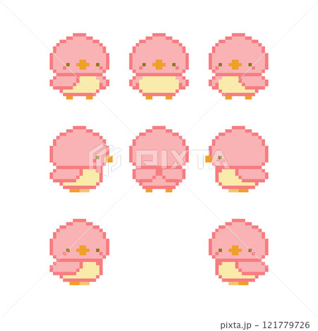 桃色の小鳥のドット絵 121779726