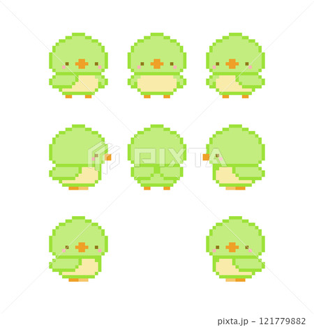 黄緑の小鳥のドット絵 黄緑の小鳥のドット絵 121779882