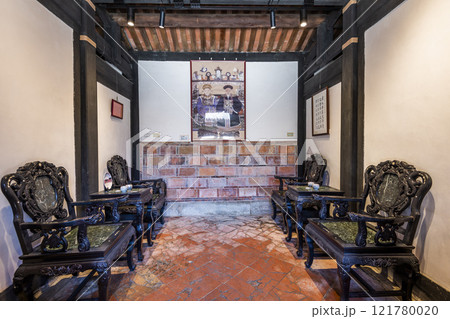 View of the interior furnishings of Lee Teng-fan's ancient residence in Daxi, Taoyuan, Taiwan. 121780020
