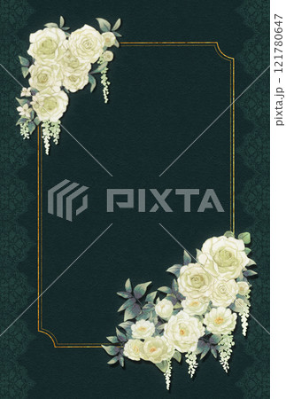 白薔薇フレームのポストカード 121780647