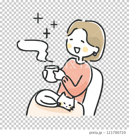 A woman relaxing with coffee 121780720