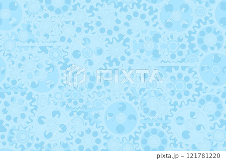 Seamless gears pattern light blue tech background. Industrial mechanics texture. Vector flat design drawing web page fill backdrop. Technology blue wrapping paper design Seamless gears pattern light blue tech background. Industrial mechanics texture. Vector flat design drawing web page fill backdrop. Technology blue wrapping paper design 121781220