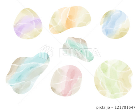 水彩で描いたカラフルな大理石のイラストセット 121781647