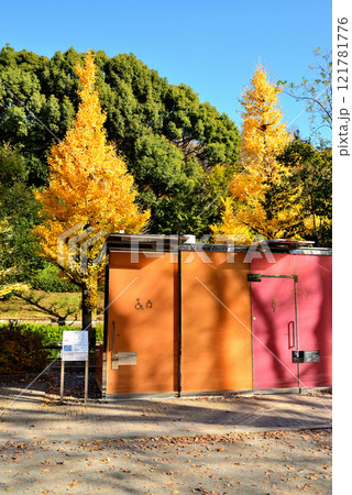 渋谷区　代々木深町小公園トイレ　秋の風景 121781776