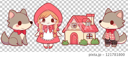 赤ずきんモチーフセットのイラスト素材 [121781800] - PIXTA