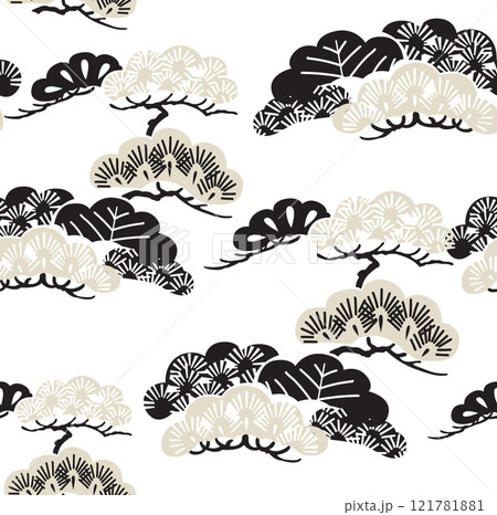 Brush stroke object with Japanese wave pattern vector. Black texture banner in Asian style. 121781881