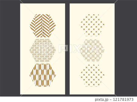 Japanese pattern background vector. Gold geometric cover design , poster, card and layout design. Abstract template design. 121781973