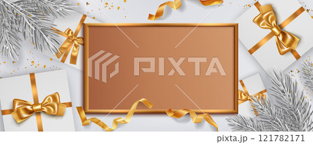 Merry holiday 3d frame composition 121782171