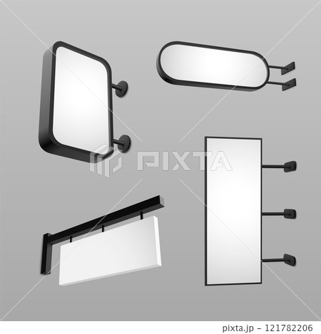 Wall mounted signage mockup set Wall mounted signage mockup set 121782206