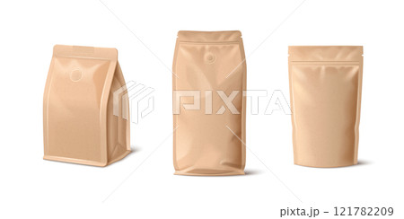 Brown paper bags set isolated on white background 121782209