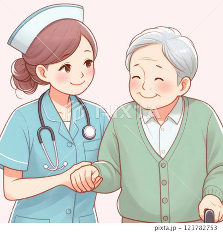 smiling nursing help mature elderly woman smiling nursing help mature elderly woman 121782753
