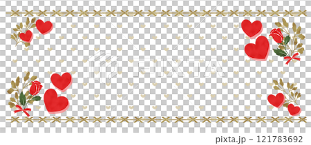 Rose and heart frame (beige, horizontal) 121783692