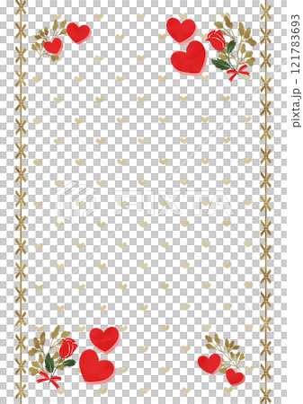 Rose and heart frame (beige, vertical) 121783693