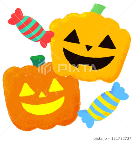 クレヨンタッチ 挿し絵イラスト ハロウィンイメージ クレヨンタッチ 挿し絵イラスト ハロウィンイメージ 121783724