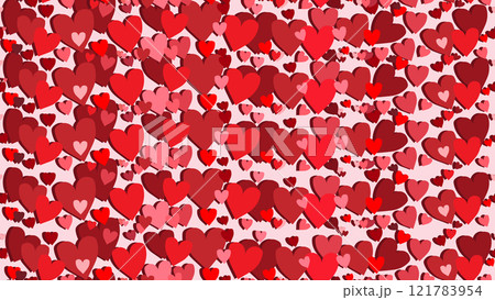 Red love heart seamless pattern, romantic background with pink and red hearts, love concept, romantic wedding, Mother's day, background for textile, wrapping paper, fashion, modern heart background 121783954