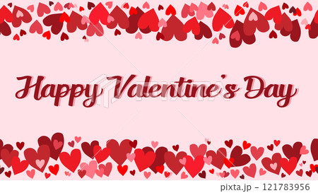 Seamless pink love background for Valentine's Day, pattern with hearts and Happy Valentine's Day lettering, love concept, cute pink love card with hearts, pink background with heart confetti Seamless pink love background for Valentine's Day, pattern with hearts and Happy Valentine's Day lettering, love concept, cute pink love card with hearts, pink background with heart confetti 121783956