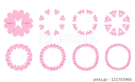 Set of pink frames from cute hearts, love concept, hearts wreath for valentine, pink round frames for love, wedding design elements, collection of frames for Valentines day cards and invitations Set of pink frames from cute hearts, love concept, hearts wreath for valentine, pink round frames for love, wedding design elements, collection of frames for Valentines day cards and invitations 121783960