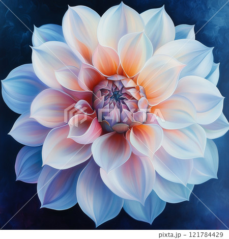 アクリル画 白いダリア アクリル画白いダリア