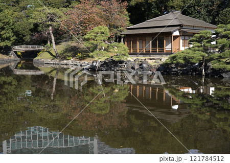 Japan, Tokyo, Hamarikyu Garden in momiji season. 121784512