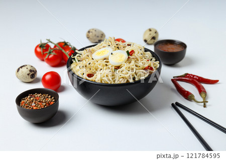 Concept of tasty fast food - instant noodles 121784595