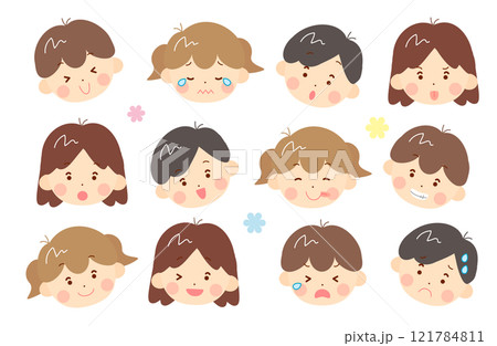 男の子と女の子の表情セット 121784811