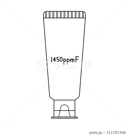1450ppmFの歯磨き粉(高濃度フッ素配合歯磨剤)の線画 1450ppmFの歯磨き粉(高濃度フッ素配合歯磨剤)の線画 121785386