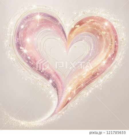 Shimmering multicolored heart with glowing sparkles.  121785633