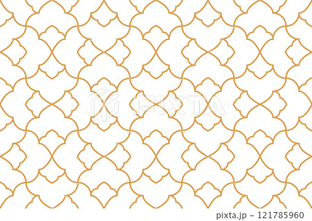 Flower geometric pattern. Seamless vector background. White and golden ornament 121785960