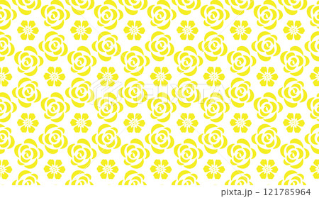 Flower geometric pattern. Seamless vector background. White and yellow ornament. Ornament for fabric, wallpaper, packaging. Decorative print 121785964