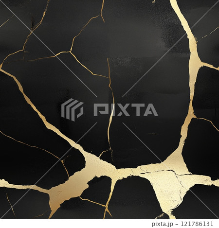 Golden cracks repairing black marble surface, showing resilience and beauty. Seamless black and golde marble pattern Golden cracks repairing black marble surface, showing resilience and beauty. Seamless black and golde marble pattern 121786131