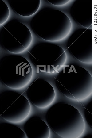 Abstract dark gray cellular structure creating holes and cavities background 121786208
