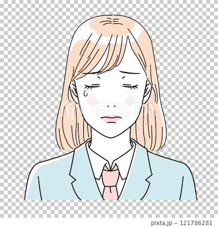 清爽制服女學生上半身美女插畫 121786281