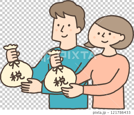 税金を納める若い男女 121786433