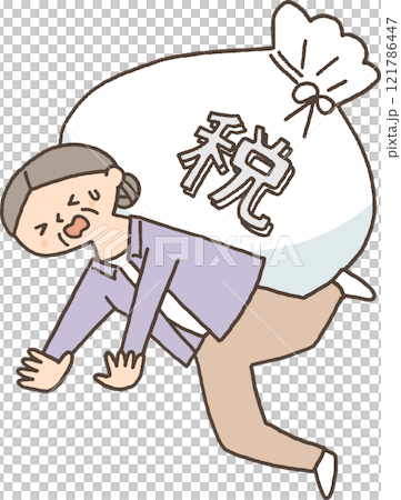 Senior woman suffering from heavy taxes Senior woman suffering from heavy taxes 121786447