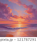 美しい海岸の夕日 121787291