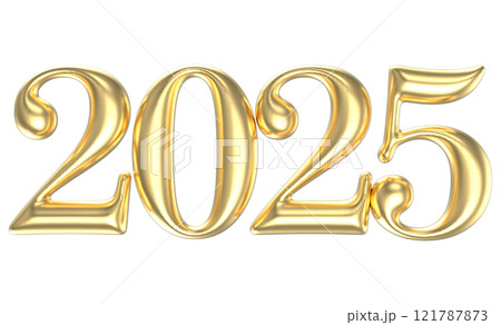 Happy New Year With Number 3D Render 121787873