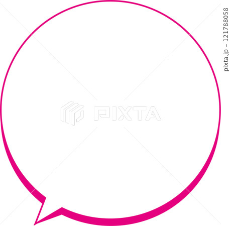 シンプルな丸い立体吹き出しピンク 121788058