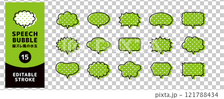 Polka dot speech bubble set with misregistration_Editable stroke_Vertical horns Polka dot speech bubble set with misregistration_Editable stroke_Vertical horns 121788434