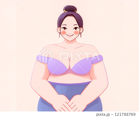 腹部を撫でる女性のイメージイラスト素材 121788769