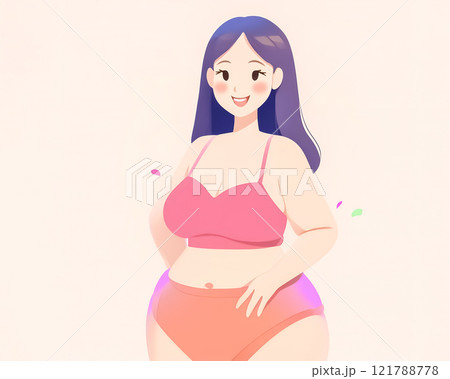 腹部を撫でる女性のイメージイラスト素材 腹部を撫でる女性のイメージイラスト素材 121788778