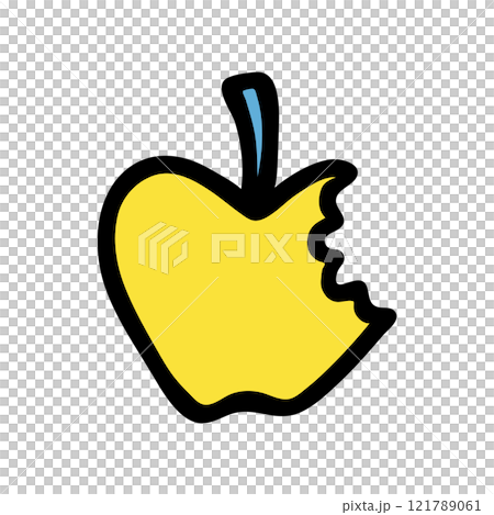Apple doodle icon hand drawn with black line in freehand style and colored 121789061