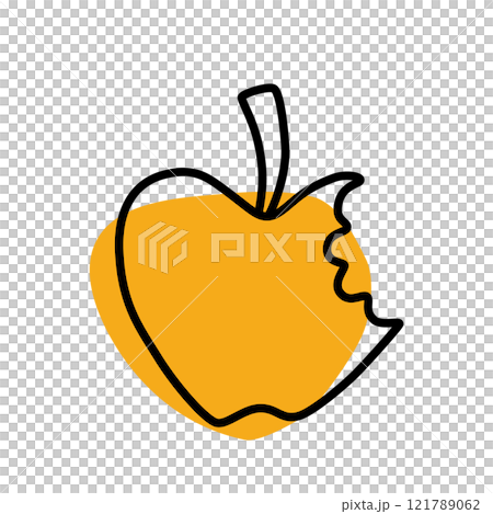 Apple doodle icon hand drawn with thin line and colorful blob 121789062