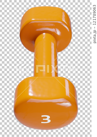 Round vinyl rubber Dumbbell, weightlifting gym equipment top view 121789063