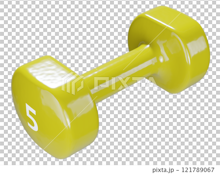 Round vinyl rubber Dumbbell, weightlifting gym equipment side view 121789067