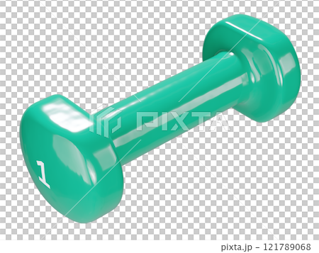 Round vinyl rubber Dumbbell, weightlifting gym equipment side view 121789068