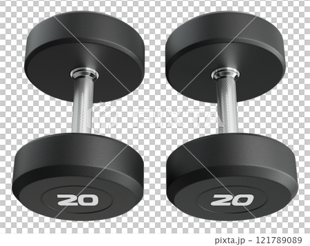 Two Blank Round Rubber Dumbbells with number 20, weightlifting gym equipment 121789089