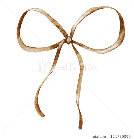 Watercolor Ribbon with Bow. Hand-drawn illustration of silk or satin knot on white isolated background, for gift or present wrapping. Drawing of vintage textile tape for wedding, St. Patrick's Day. Watercolor Ribbon with Bow. Hand-drawn illustration of silk or satin knot on white isolated background, for gift or present wrapping. Drawing of vintage textile tape for wedding, St. Patrick's Day. 121789090